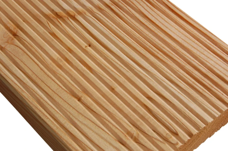 Deska tarasowa ryflowana 2,5 x 14,5 x 400 cm (Modrzew) Surowa - klasa AB