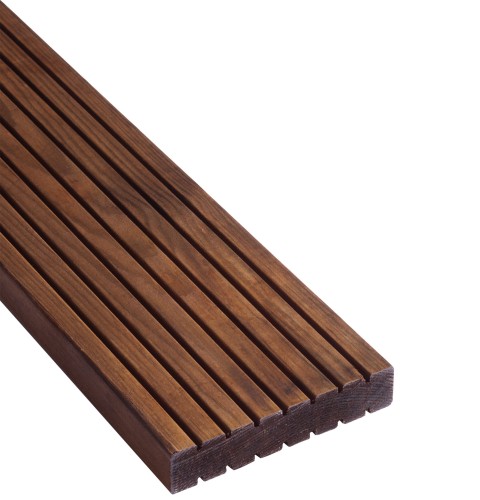 Deska tarasowa ryflowana 2,5 x 12 x 240 cm ( Sosna ) Impregnowana Brąz - klasa AB