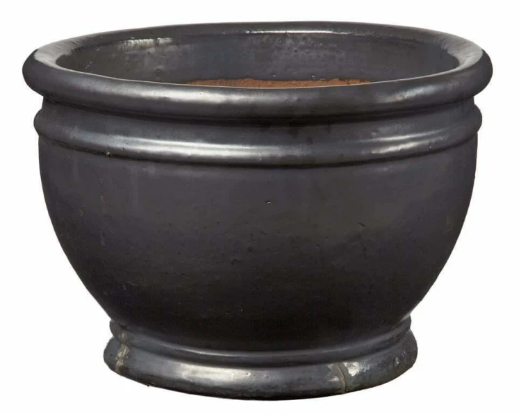 Donica ceramiczna 75.414.35 | Glazed Chalice 35 x 26 cm Grafit