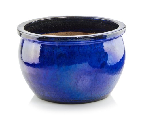 Donica ceramiczna 75.421.28 | Glazed Round-pot 28 x 16 cm Kobalt