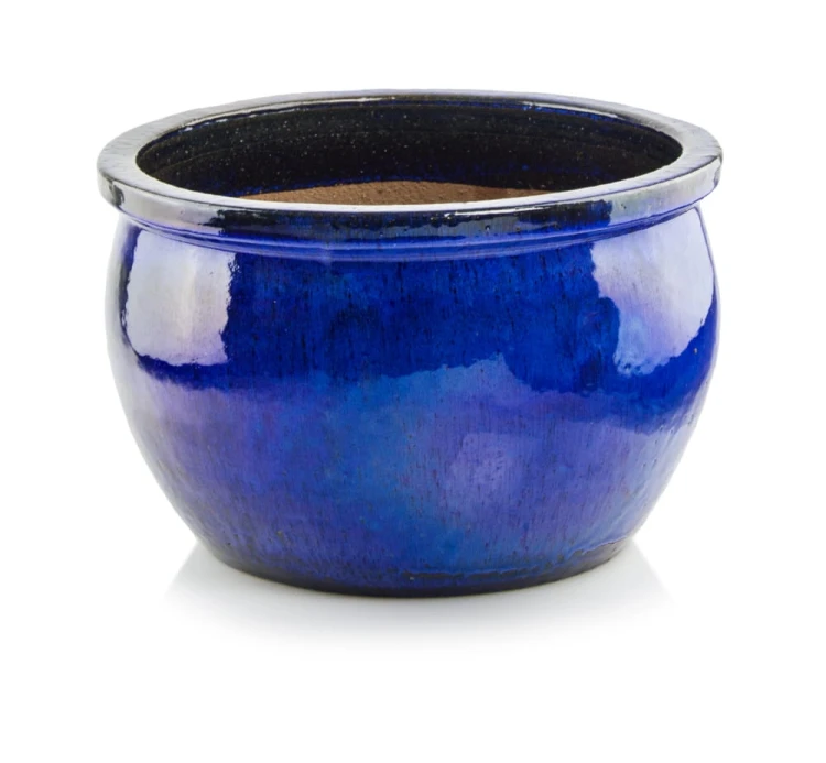 Donica ceramiczna 75.421.38 | Glazed Round-pot 25 x 38 cm Kobalt