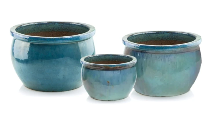 Donica ceramiczna 75.422.38 | Glazed Round-pot 38 x 25 cm Turkus
