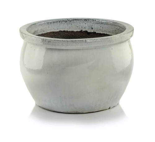 Donica ceramiczna 75.423.38 | Glazed Round-pot 38 x 25 cm Krem