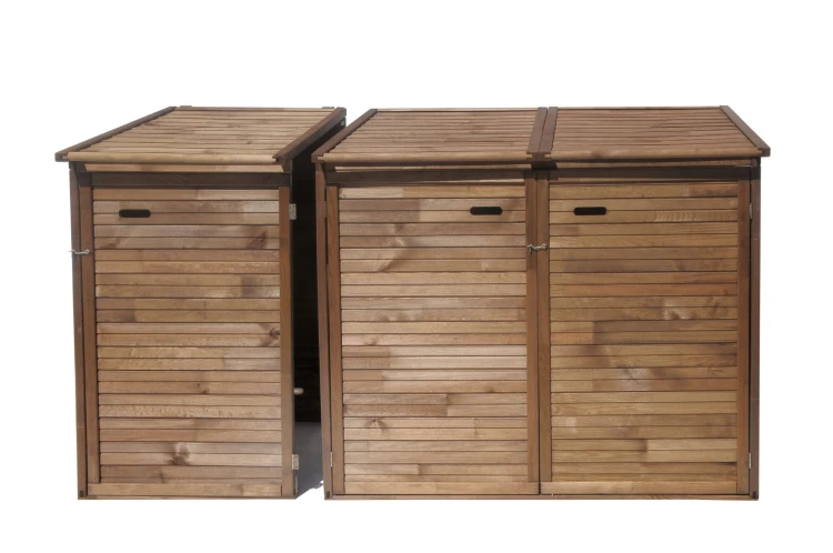 Obudowa kosza jednostanowiskowa 132 x 75 x 97 cm impregnacja Brąz - Dostawka do obudowy dwustanowiskowej