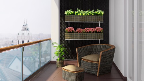 Mata technorattanowa 120 x 300 cm czarna RD04