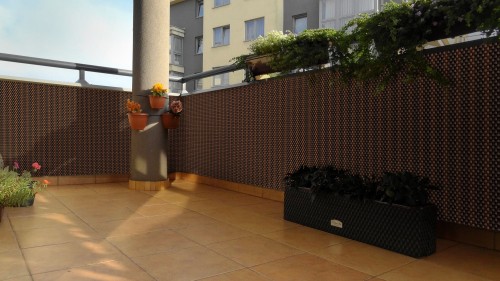 Mata technorattanowa 150x300 cm ciemny / jasny brąz gładka