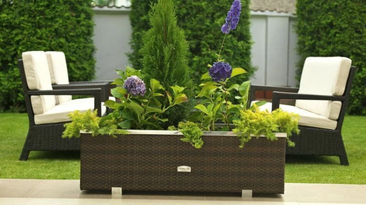 Donica Technorattanowa 150 x 39 x 50 cm wyk. aluminium [Kolor: Krem - RD18]