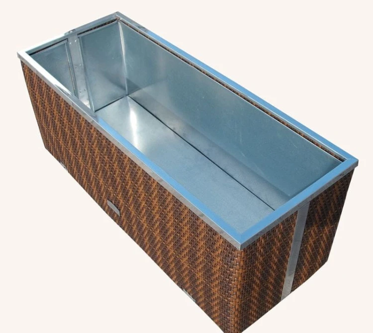 Donica Technorattanowa 108 x 39 x 43 cm wyk. aluminium [Kolor: Ciemny Brąz - RD02]