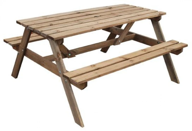 Stół piknikowy z ławkami ANDREWEX 70 × 148 cm – drewniany zestaw ogrodowy