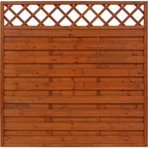 Płot drewniany z kratką ANDREWEX HAMBURG ryflowany, teak, 180x180 cm