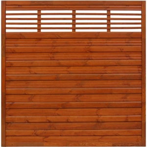 Płot drewniany z kratką ANDREWEX LUCCA boazeryjny, teak, 180x180 cm