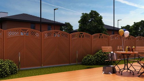 Brązowy płot ogrodzeniowy ANDREWEX TOULON 90 × 180 cm – aranżacja ogrodu