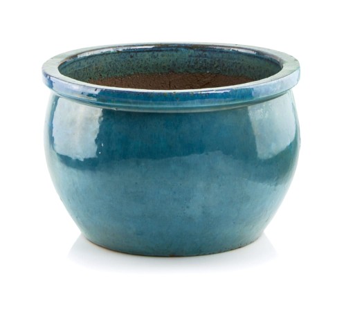 Donica ceramiczna 75.422.50 | Glazed Round-pot 50 x 32 cm Turkus