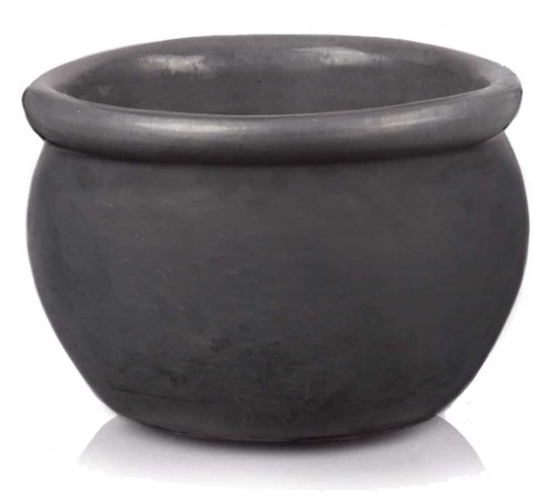 Donica ceramiczna 75.424.28 | Glazed Round-pot 28 x 16 cm Grafit